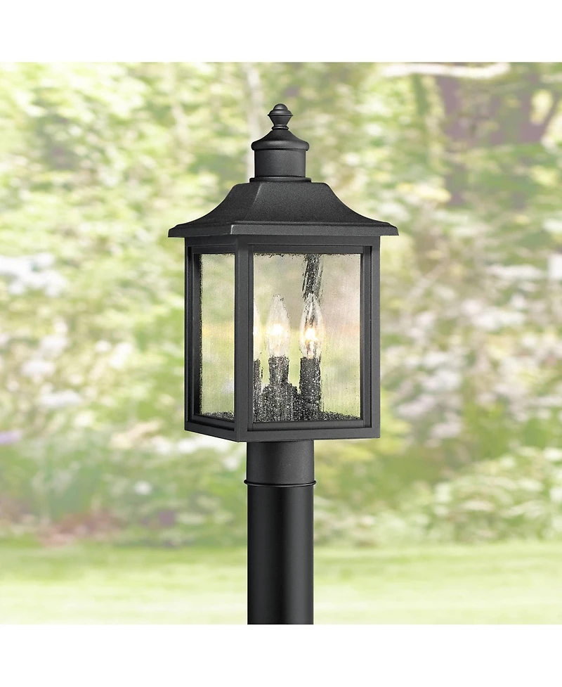 John Timberland Moray Bay Rustic Mission Outdoor Post Light 17" Clear Seedy Glass for Exterior Barn Deck House Porch Yard Patio Home Outside