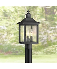 John Timberland Moray Bay Rustic Mission Outdoor Post Light 17" Clear Seedy Glass for Exterior Barn Deck House Porch Yard Patio Home Outside