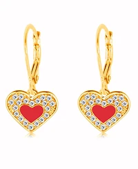 Chanteur Girls 18K Gold Plated Heart Hypoallergenic Earrings with Sterling Silver Leverbacks