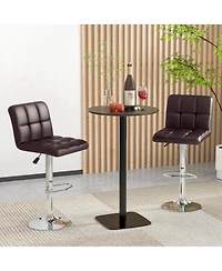 Gouun Adjustable Upholstered Faux Leather Bar Height Stools Set of 2 with Metal Legs