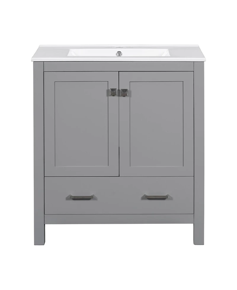 Sillysis 60 Inch Double Bathroom Vanity Set, Freestanding Solid Wood Cabinet with Ceramic Sinks and Soft Close Doors, Modern Storage.
