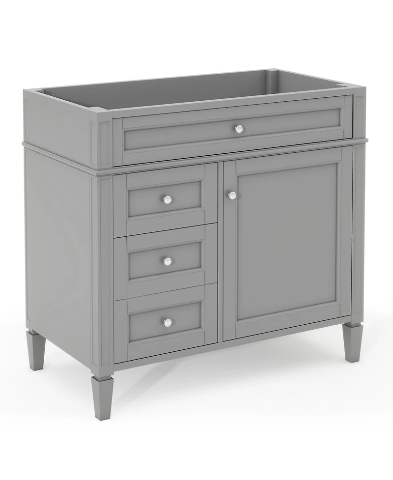 Sillysis Bathroom Vanity without Top Sink, Soft Close Drawers, Adjustable Shelf and Door Organizer for Small