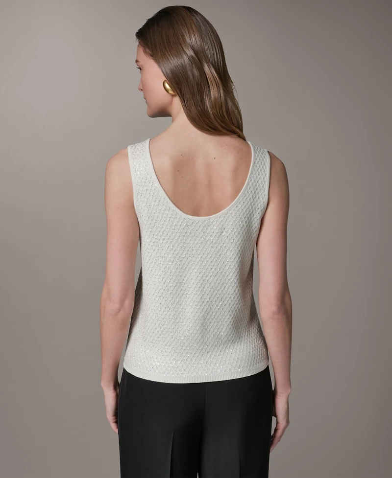 Donna Karan New York Women's Scoop Neck Sequin Cami Top