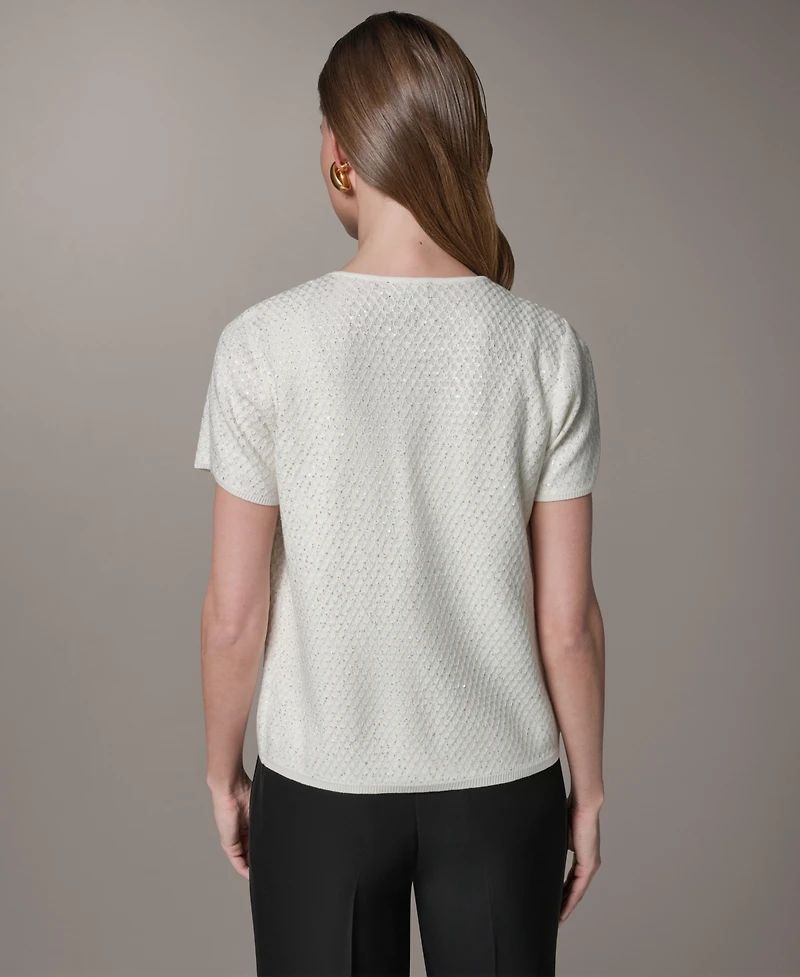 Donna Karan New York Women's Short-Sleeve Sequin Cardigan