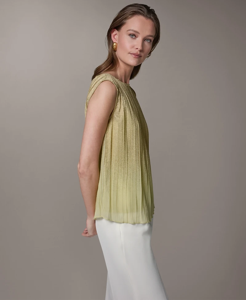 Donna Karan New York Women's Pleated Boat Neck Top