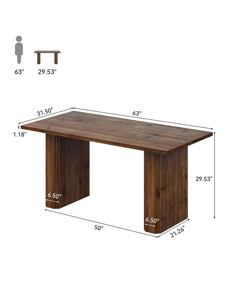 Tribesigns Solid Wood Dining Table for 4-6, Farmhouse Rectangular Kitchen Dinner Table
