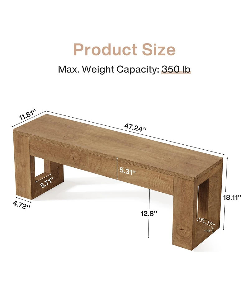 Tribesigns Dining Bench, Farmhouse Wooden Shoe Bench for Entryway, Dining Room, Living Room, End of Bed