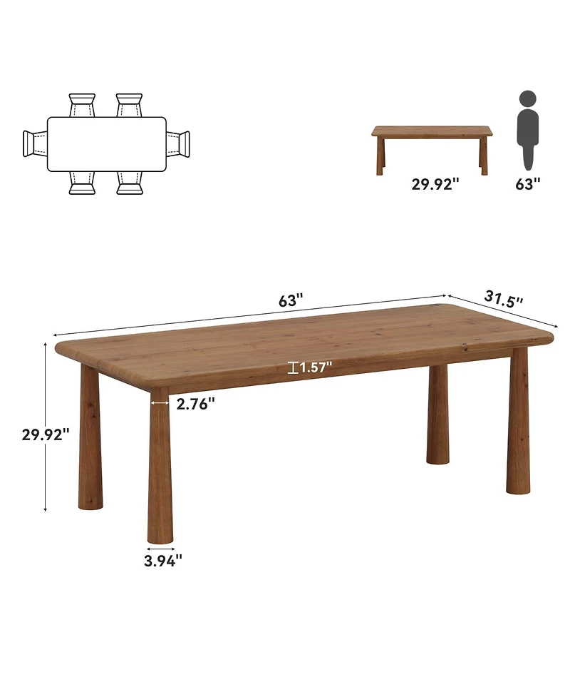 Tribesigns 63'' Solid Wood Executive Desk, Modern Office Computer Desk, Study Writing Table Workstation