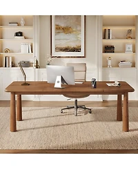 Tribesigns 63'' Solid Wood Executive Desk, Modern Office Computer Desk, Study Writing Table Workstation
