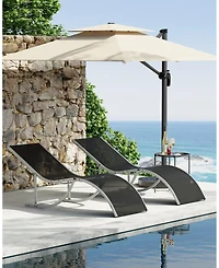 homfan Set of 2 S-Shaped Patio Chaise Lounge Chairs - Aluminum Recliners Quick-Dry Mesh Sun Loungers for Pool, Beach, Garden