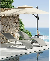 homfan Set of 2 S-Shaped Patio Chaise Lounge Chairs - Aluminum Recliners Quick-Dry Mesh Sun Loungers for Pool, Beach, Garden