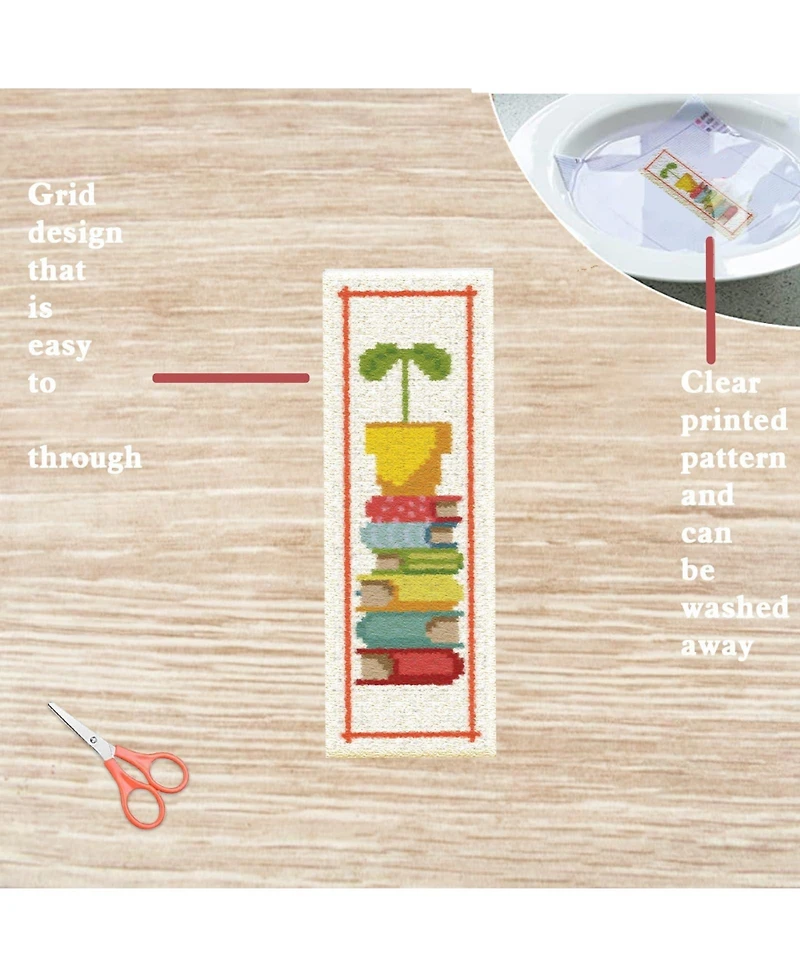 Gnuadz 6 Set Cross Bookmark Embroidery Kit Stamped Diy Stitching Books Cats Adults 6 Set