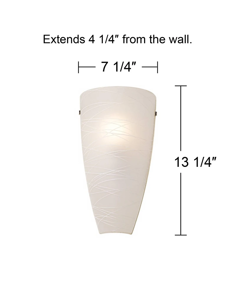 Possini Euro Design Modern Wall Light Sconces Set of 2 Striped Glass Pocket Hardwired 13 1/4" High Fixture Bedroom Bathroom