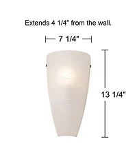 Possini Euro Design Modern Wall Light Sconces Set of 2 Striped Glass Pocket Hardwired 13 1/4" High Fixture Bedroom Bathroom