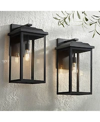 John Timberland Eastcrest Modern Outdoor Wall Light Fixtures Set of 2 Textured Metal 20 1/2" Clear Glass for Post Exterior Barn Deck