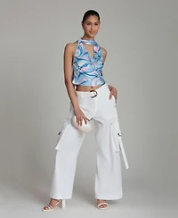 Avec Les Filles Women's Mid-Rise Wide-Leg Pants