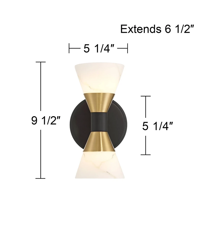 Possini Euro Design Possini Euro Domino 9 1/2"H and Brass 2-Light Wall Sconce