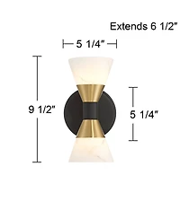 Possini Euro Design Possini Euro Domino 9 1/2"H and Brass 2-Light Wall Sconce