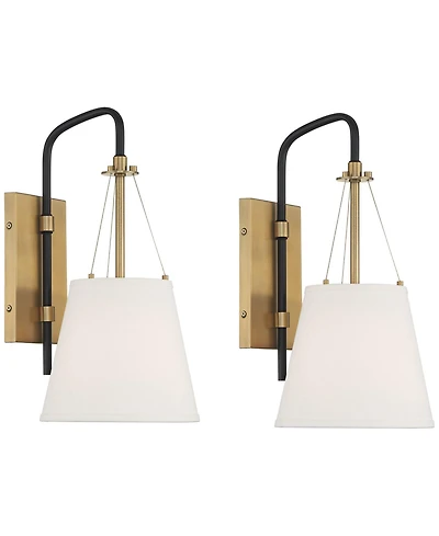 Possini Euro Design Crysta 16 3/4" High Modern Wall Sconce Light Lamp Fixture Mount Set of 2 Bedroom Hardwired Warm Brass
