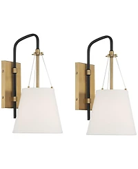 Possini Euro Design Crysta 16 3/4" High Modern Wall Sconce Light Lamp Fixture Mount Set of 2 Bedroom Hardwired Warm Brass