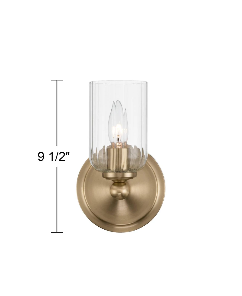 Possini Euro Design Oliver 9 1/4"H Satin Brass and Fluted Glass Wall Sconce