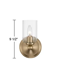 Possini Euro Design Oliver 9 1/4"H Satin Brass and Fluted Glass Wall Sconce
