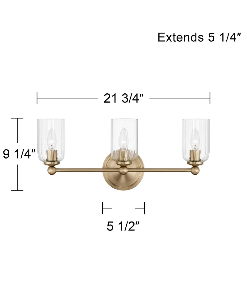 Possini Euro Design Possini Euro Oliver 21 3/4"W Satin Brass and Glass 3-Light Bath Light