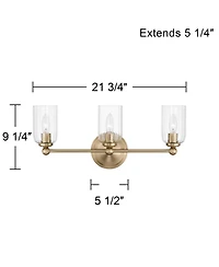 Possini Euro Design Possini Euro Oliver 21 3/4"W Satin Brass and Glass 3-Light Bath Light