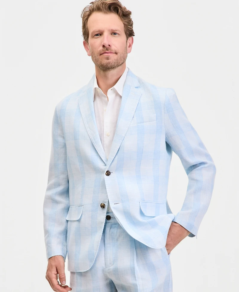Club Room Men's Plaid Linen Blazer, Macy's Exclusive - Jacket Soft Yd