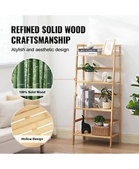 Sugift 4-Tier Bamboo Ladder Shelf Display Rack for Bathroom Bedroom or Office