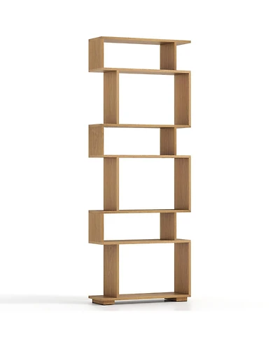 Sugift Six Tier Geometric Bookshelf with Anti Tipping Safety Kits