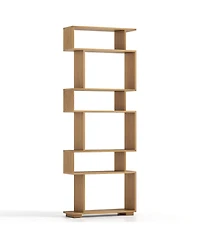 Sugift Six Tier Geometric Bookshelf with Anti Tipping Safety Kits