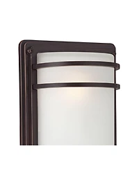 John Timberland Habitat Modern Industrial Outdoor Wall Light Fixtures Set of 2 Rubbed Bronze 16" Opal Glass for Post Exterior Barn Deck