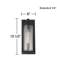 Possini Euro Design Bogota Modern Outdoor Wall Light Fixtures Set of 2 Textured 15 1/2" Clear Ribbed Glass for Post Exterior Barn