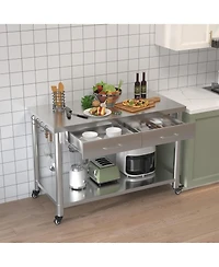 Aecojoy Stainless Steel Work Table with Drawers, Prep Table for Commercial Kitchen