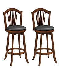 Costway Swivel Bar Stools Set of Height Barstools with Backrests and Wood Frame