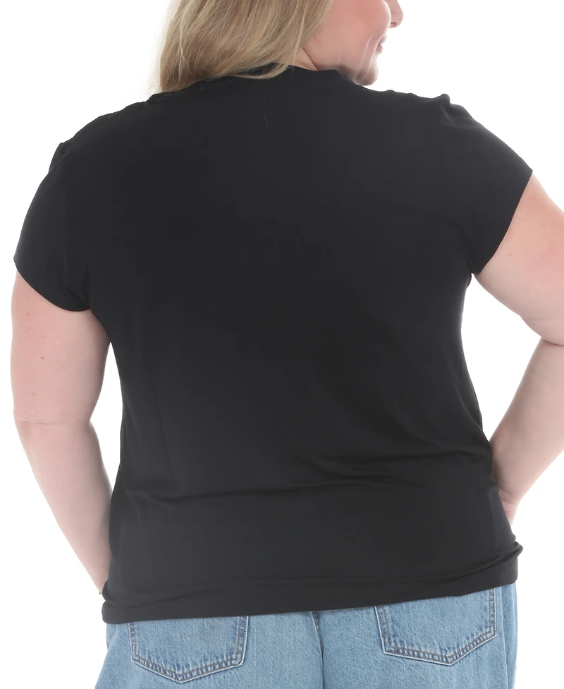 White Mark Plus V-Neck Front Tie Top