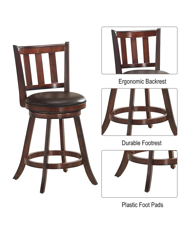 Costway 25'' Swivel Bar stool Leather Padded Dining Kitchen Pub Bistro Chair