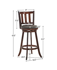 Costway 29.5'' Swivel Bar Stool Leather Padded Dining Kitchen Pub Bistro Chair Low Back