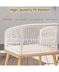 Gymax 3 Pieces Patio Bistro Set Outdoor Pe Wicker Conversation Furniture Set