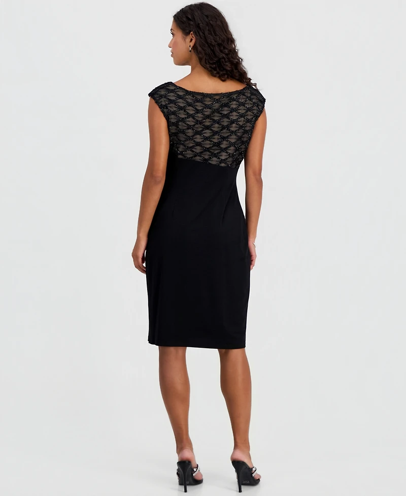 Connected Petite Embellished Empire-Waist Dress