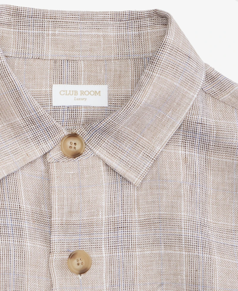 Club Room Men's Dash Plaid Linen Overshirt, Macy's Exclusive - Yd