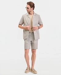 Club Room Men's Short Sleeve Striped Seersucker Button-Front Camp Shirt, Exclusively at Macy's - Pair Plaid