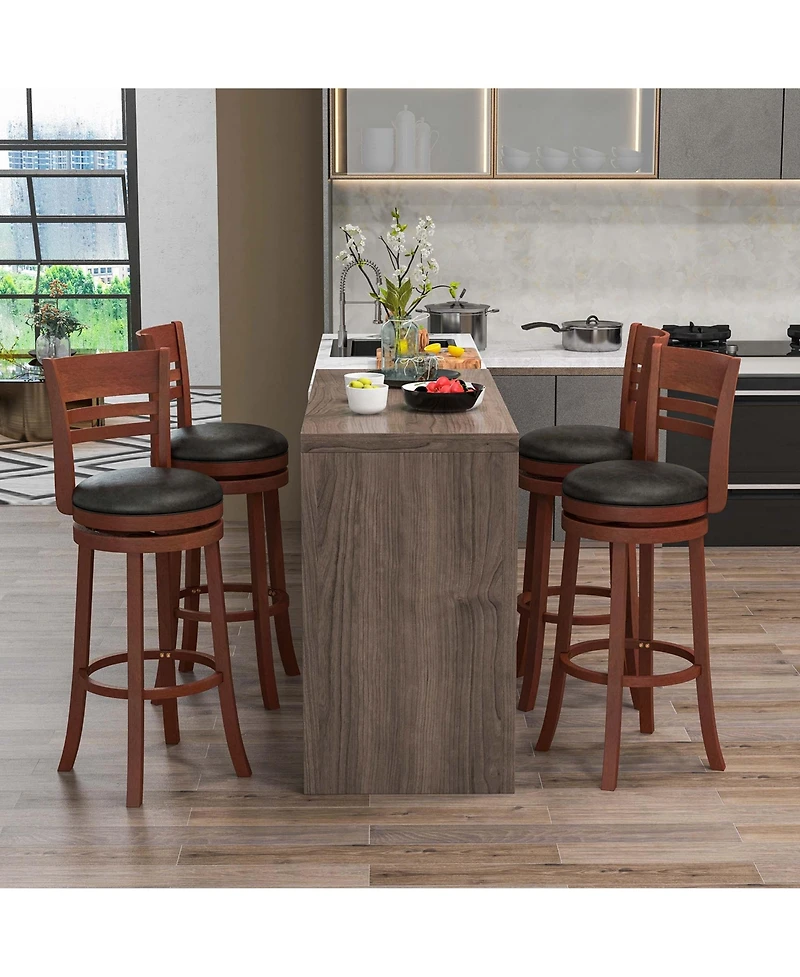 Costway Bar Stools Swivel Bar Height Dining Chairs with Backrests and Footrests