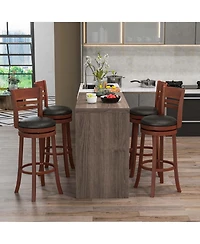 Costway Bar Stools Swivel Bar Height Dining Chairs with Backrests and Footrests