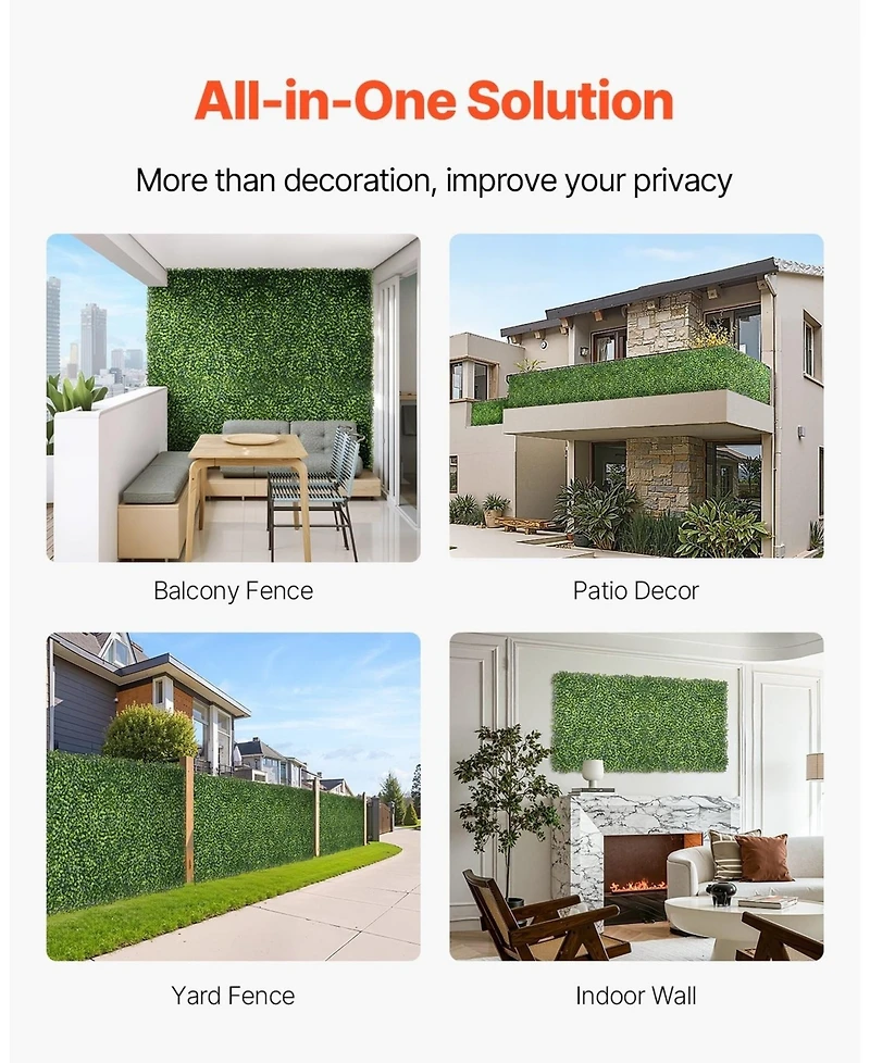 Sugift Artificial Grass Wall Panels, Milan Greenery Boxwood for Privacy