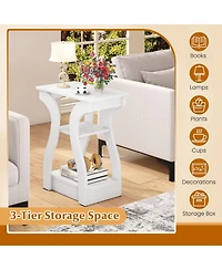 Sugift End Tables Set of Two with Charging Station and Shelves