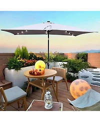 Clihome 10 x 6.5t Rectangular Patio Solar Led Lighted Outdoor Umbrellas with Crank and Push Button Tilt