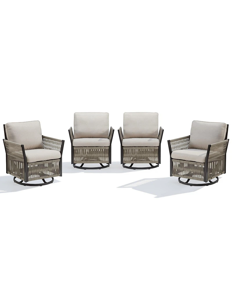 Gymojoy Outdoor Swivel Glider Rocker Chairs Set of 4 - Wicker Patio Furniture All Weather Conversatio Sets for Deck Backyard