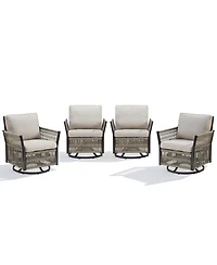 Gymojoy Outdoor Swivel Glider Rocker Chairs Set of 4 - Wicker Patio Furniture All Weather Conversatio Sets for Deck Backyard